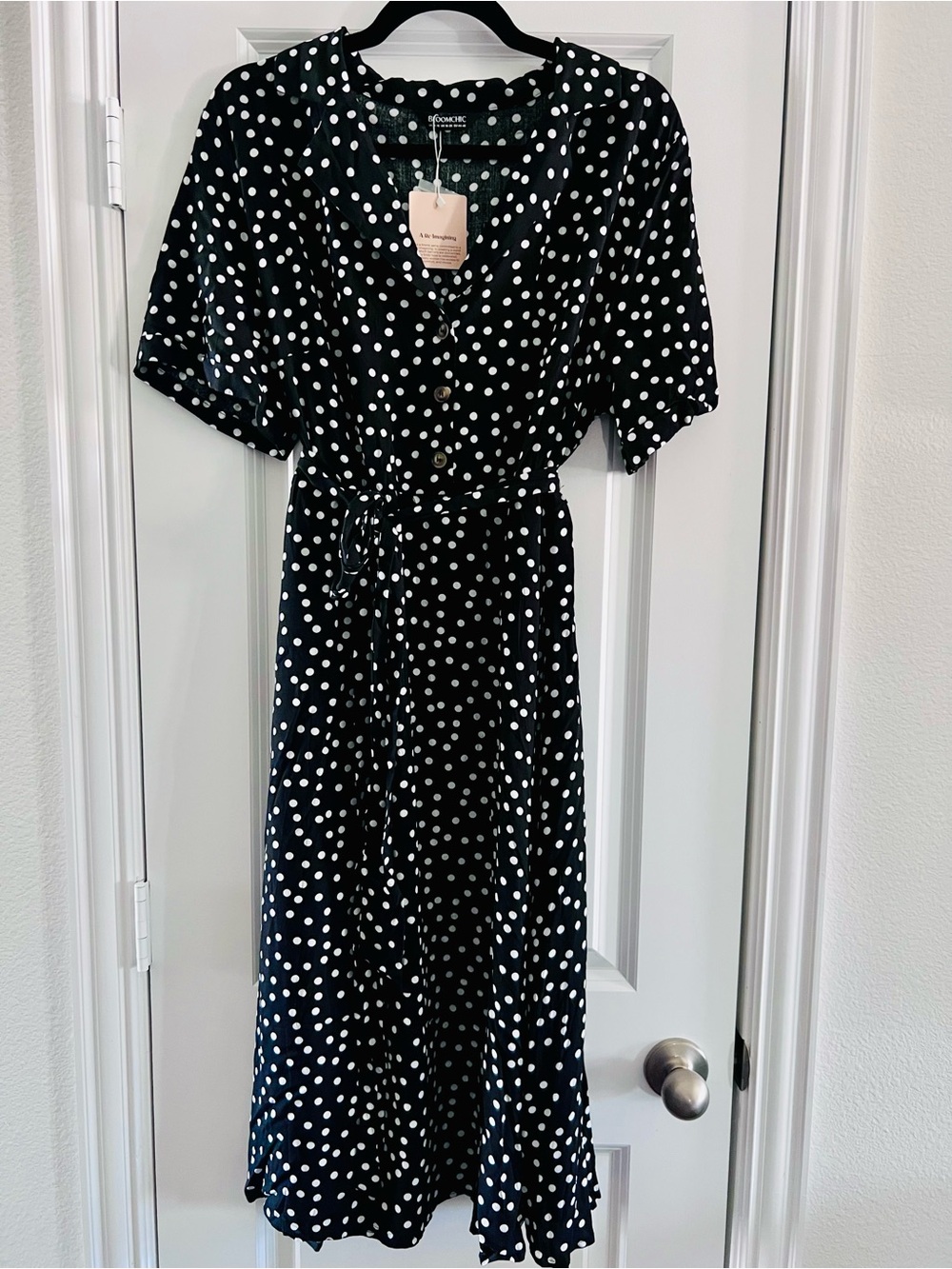 Black Polka Dot Dress with Tie Waist